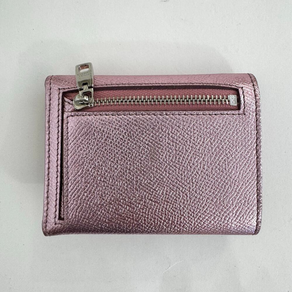 Dolce and Gabbana Trifold Metallic Dauphine Leather Small Wallet w/ Crystal Logo - Picture 3 of 13
